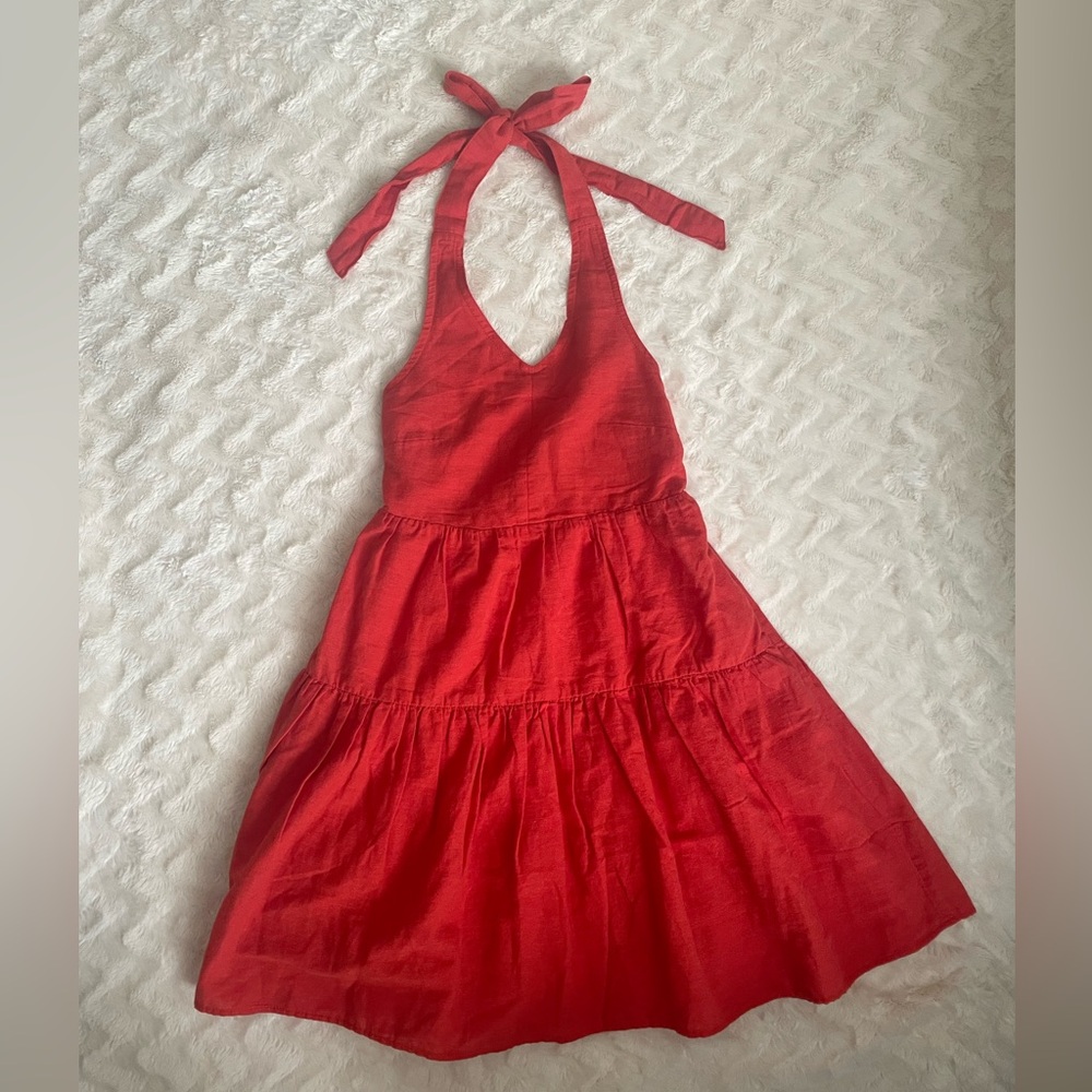 NWT American Eagle - halter babydoll dress - coral red - XXS